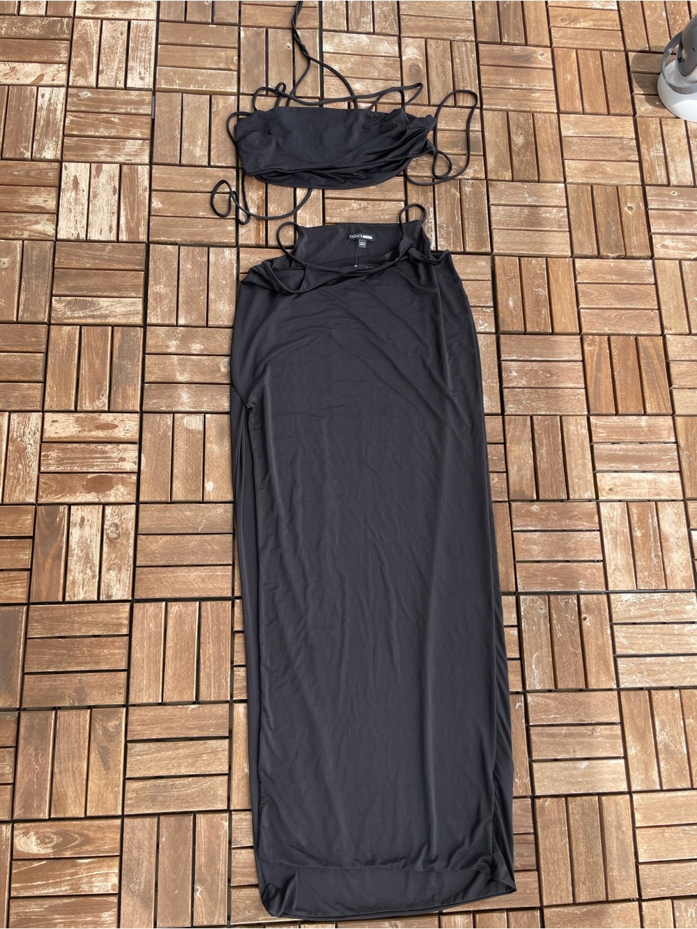 Fashion Nova Black Maxi Skirt with Matching Top
